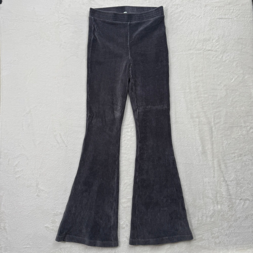 Aerie Flare Pants Womens M Regular Gray Ribbed Corduroy‎ High Rise Bell Bottom
